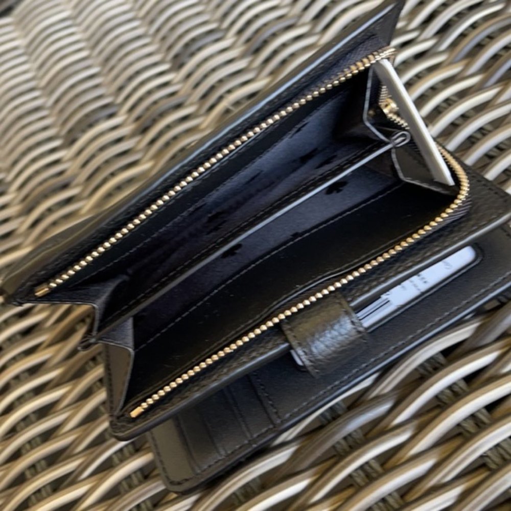 Kate Spade Leila Medium Compact Bifold Wallet Black - Picture 13 of 16